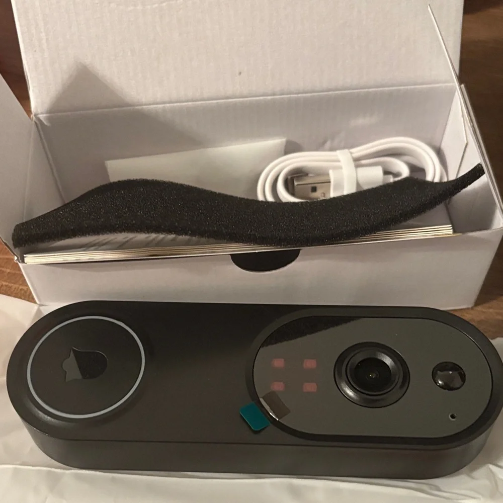 Smart Doorbell Camera with AI Detection - Black
